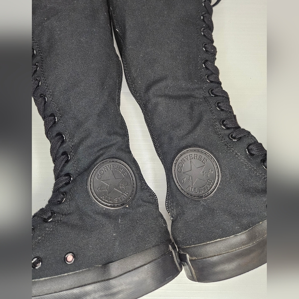 Y2K Black Knee-High Converse Sneakers Women’s Size 8 – Bold Red Laces, Retro Y2K - Picture 9 of 16